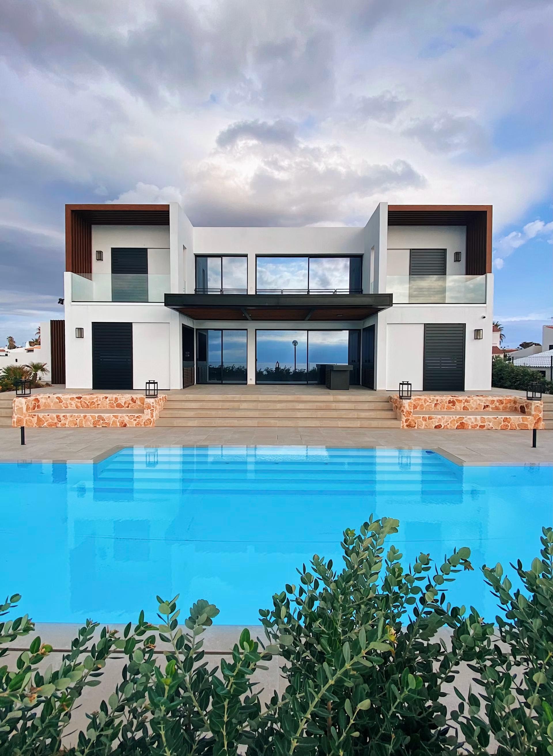 Modern  house at dusk